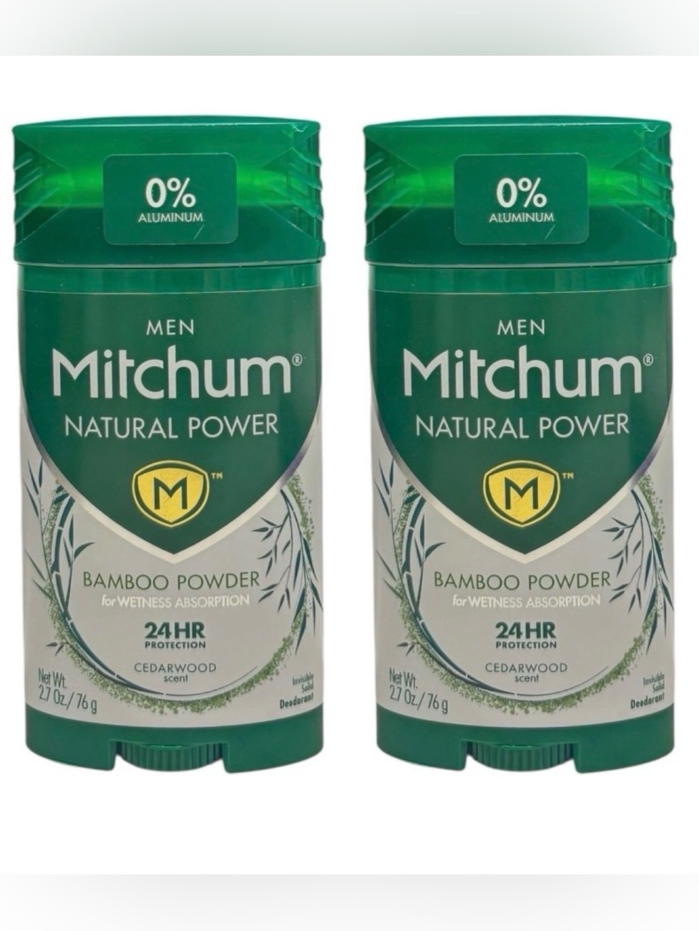 (2) Mitchum Men Natural Power Bamboo Powder Deodorant Cedarwood Old Formula